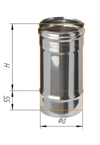 дымоход феррум нержавеющий (430/0,5 мм) ф220 l=0,25м